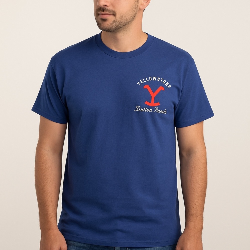 NWT Yellowstone Dutton Ranch Bucking Horse‎ T-Shirt Men's Blue Graphic Tee MED
